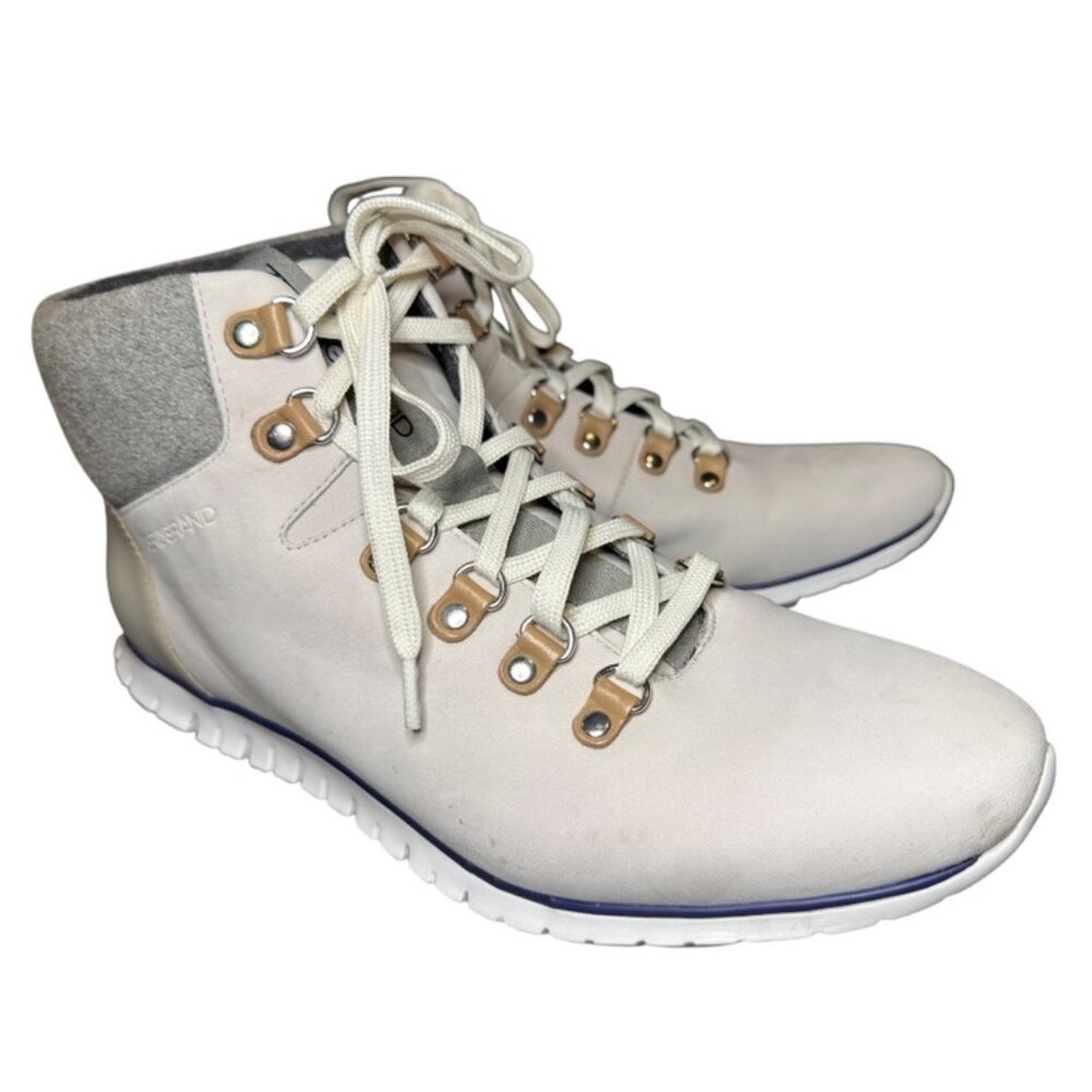 Cole Haan Zerøgrand Waterproof Hiker Boots Women’s 10.5 Gray Leather Wool Collar